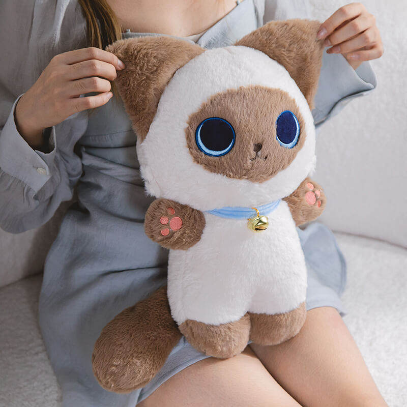 Fluffy Kawaii Siamese Cat Plush Big Eyes Kitten Soft Cartoon Stuffed Doll Cushion  Toy Pillow Cushion for Kids 10