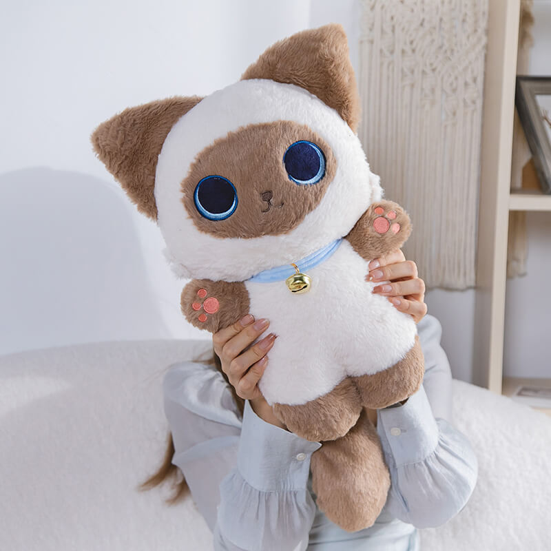 Fluffy Kawaii Siamese Cat Plush Big Eyes Kitten Soft Cartoon Stuffed Doll Cushion  Toy Pillow Cushion for Kids 8