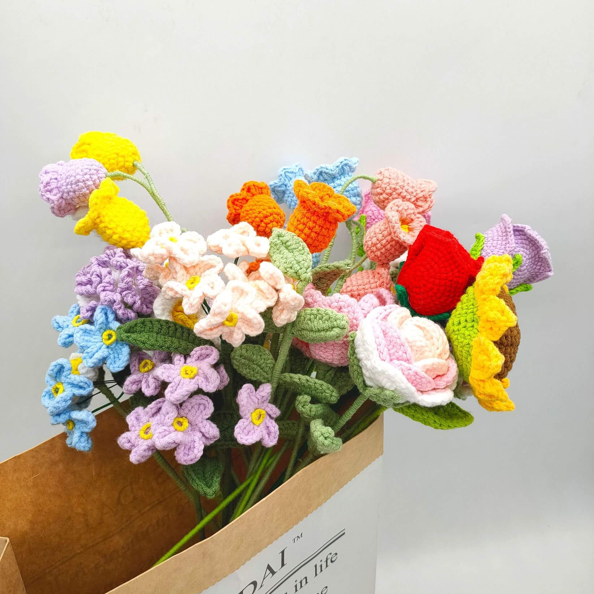 Best Handmade Custom Crochet Flowers Bouquet Knitted Flowers Rose Flower Gift Wedding Decor(21 Styles To Choose From) 31