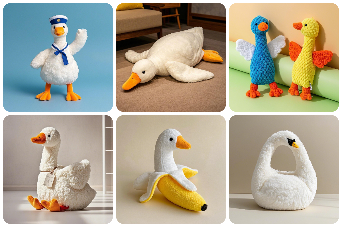 Wholesale Customized  Large Size Goose Plush Toys Soft Goose Stuffed Animal Bulk Sleeping Pillow with PP Cotton Filling 1