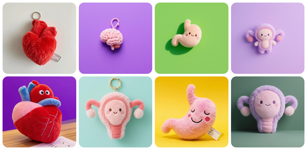 Custom Body Organ Plushies: Where Science Meets Cuteness in Brain, Uterus, Heart, and Stomach Designs 1