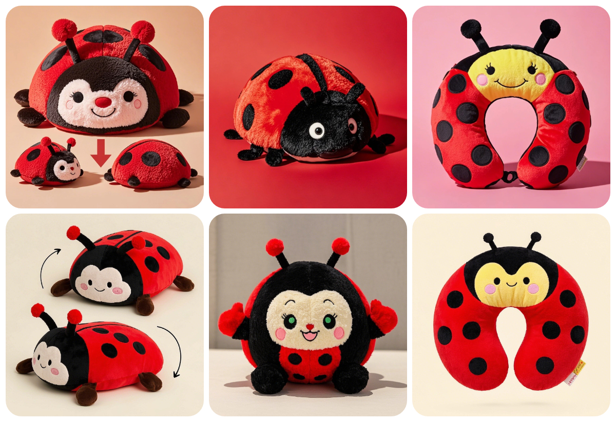 Peluches de mariquita personalizados de alta calidad, rellenos de algodón PP, almohada para niños. 1