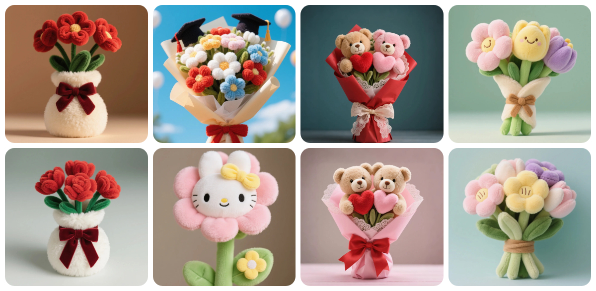 Custom Plush Bouquet Toys，Stuffed Flowers Toys The Perfect Blend of Cuteness and Creativity 1
