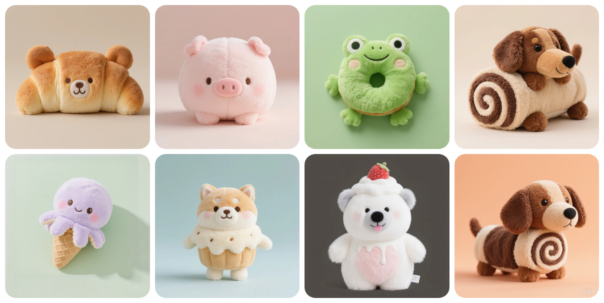 Cuteness: Custom Dessert-Animal Fusion Plush Toys 1