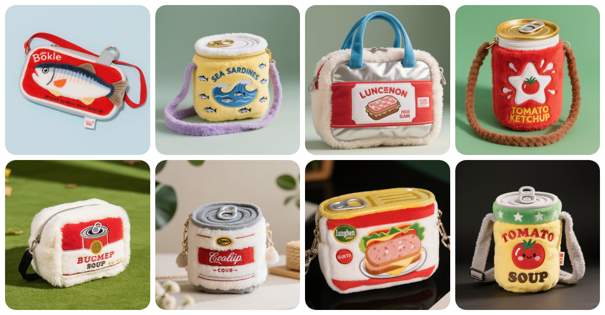 Adorables et originaux : sacs en peluche personnalisés en forme de boîte de conserve – L’accessoire tendance qu’il vous faut 1