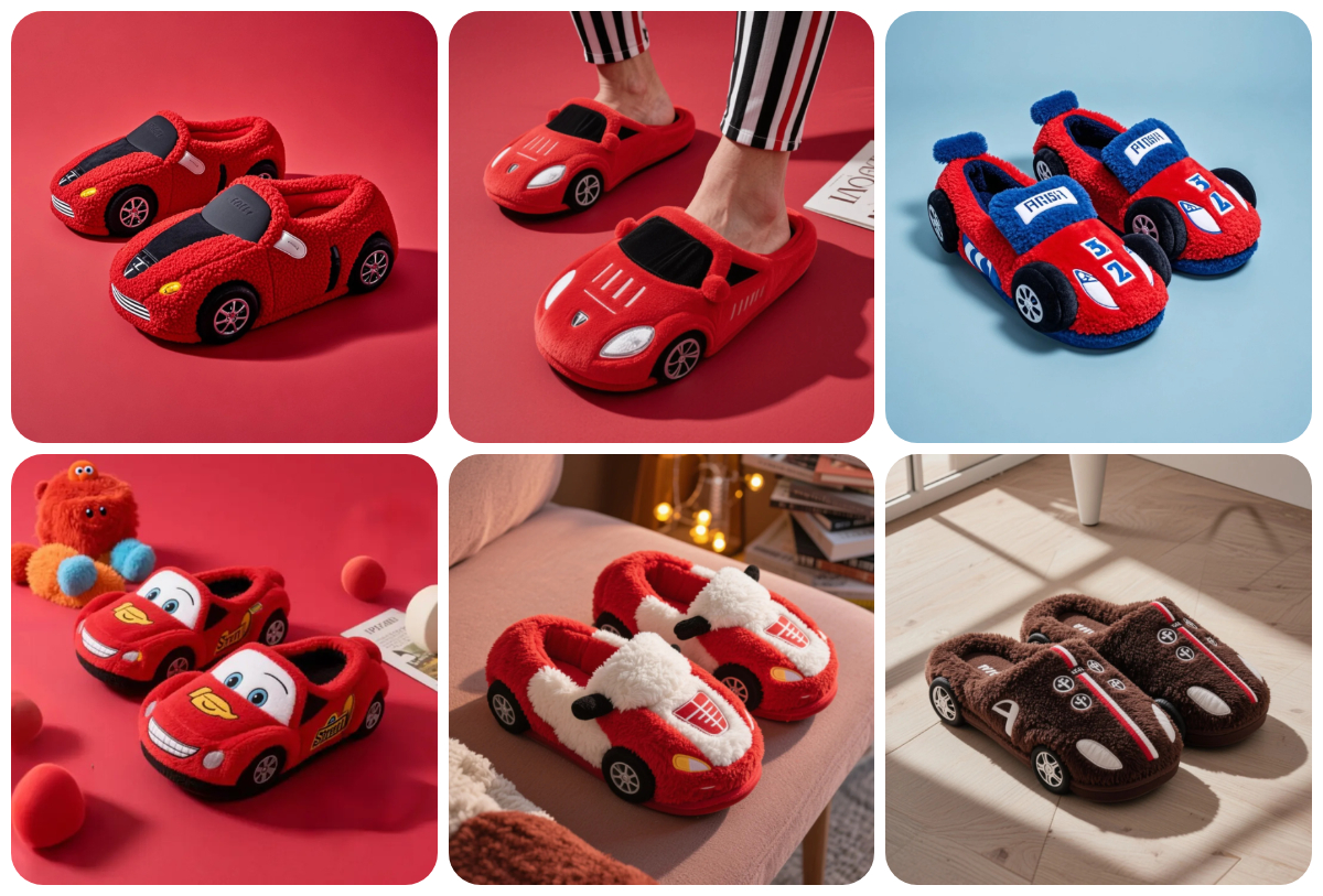 Pantoufles en peluche personnalisées en forme de voiture : quand vitesse et confort se rencontrent 1
