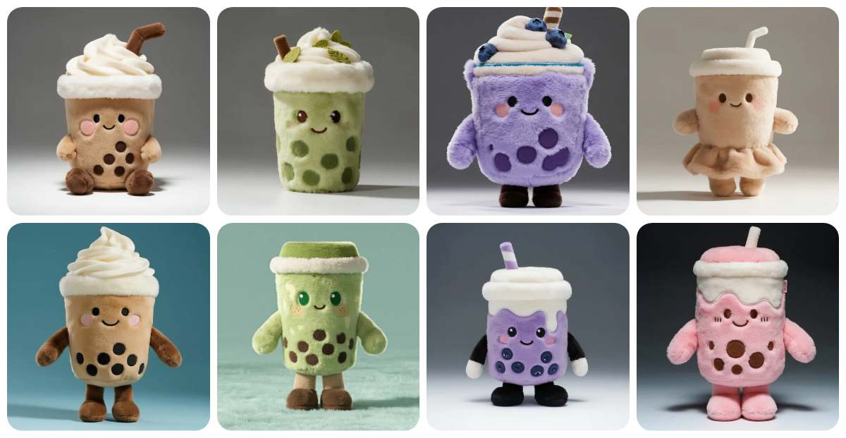 Customizable Boba Squad Plush Bundle: Personalize 3 Mini Milk Tea Plushies with Names + Flavors + Embroidered Messages | 1