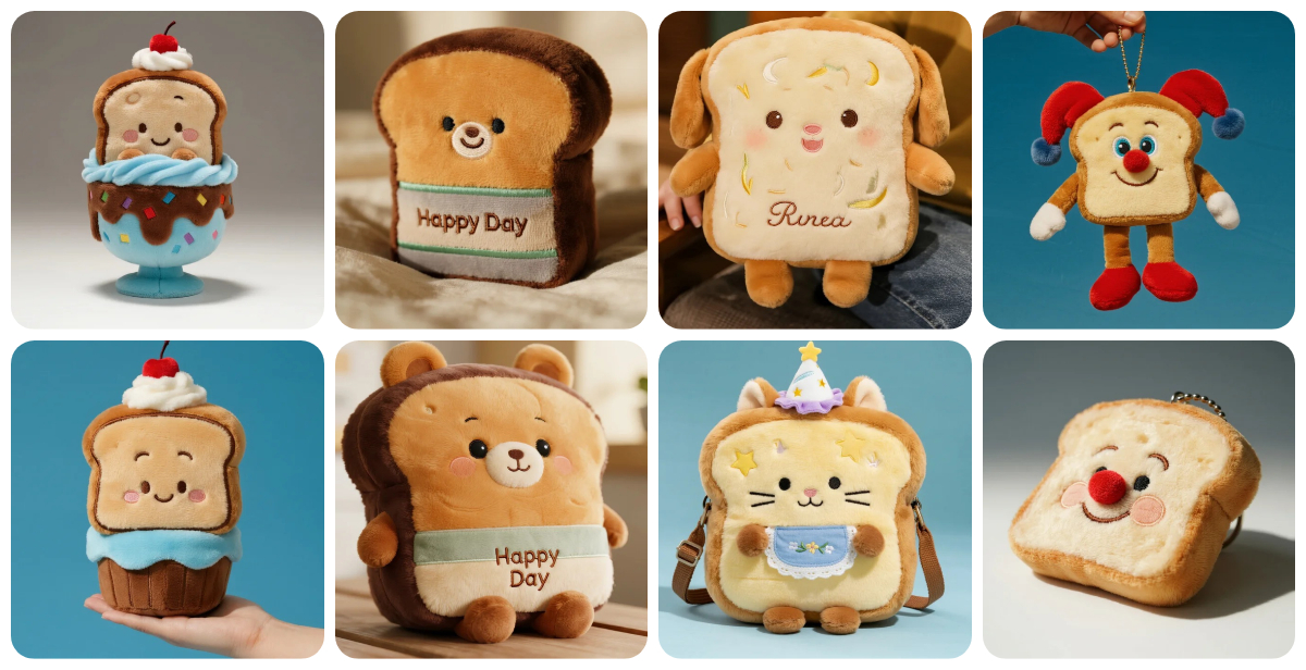 Poupées en peluche personnalisées en forme de toast : une touche d'adorable créativité 1