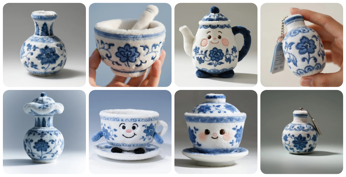 Blue and White Porcelain-Inspired Custom Plush Toys – Where Tradition Meets Cuteness 1