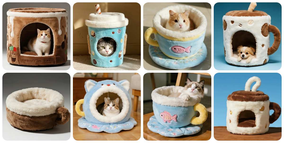 Snuggle & Sip: The Ultimate Custom Plush Pet Bed That Looks Like Your Favorite Boba Tea! 1
