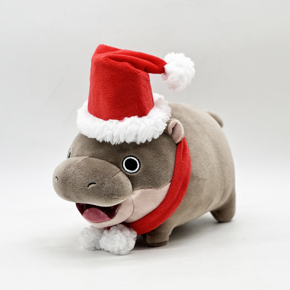Christmas Hippo Stuffed Animal Toys Plush Moo Deng Doll Kids Children Holiday Gifts 6