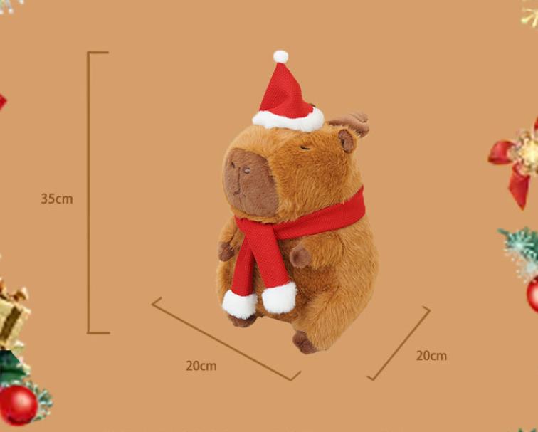 Christmas Capybara plush dolls soft kawaii anime cartoon capybara Christmas gifts home decor kids plush toy 2