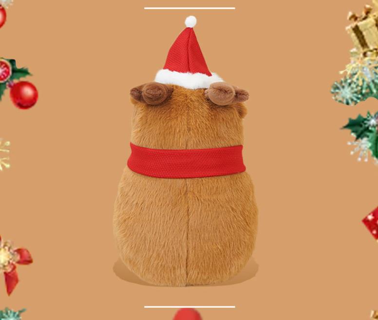Christmas Capybara plush dolls soft kawaii anime cartoon capybara Christmas gifts home decor kids plush toy 3