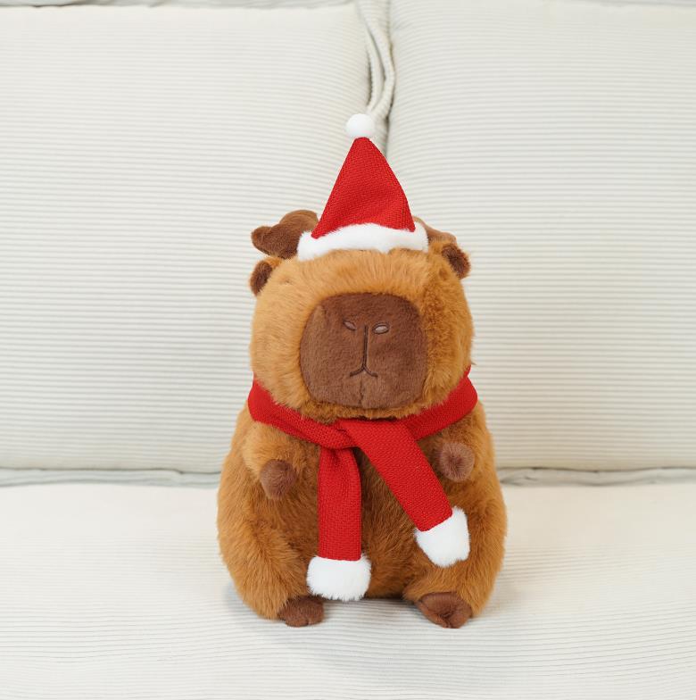 Christmas Capybara plush dolls soft kawaii anime cartoon capybara Christmas gifts home decor kids plush toy 1