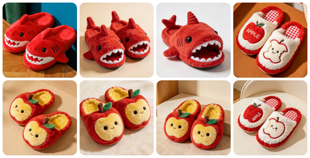 Custom Red Festive Plush Slippers: Cozy, Cute & Ideal for Holiday Joy 1