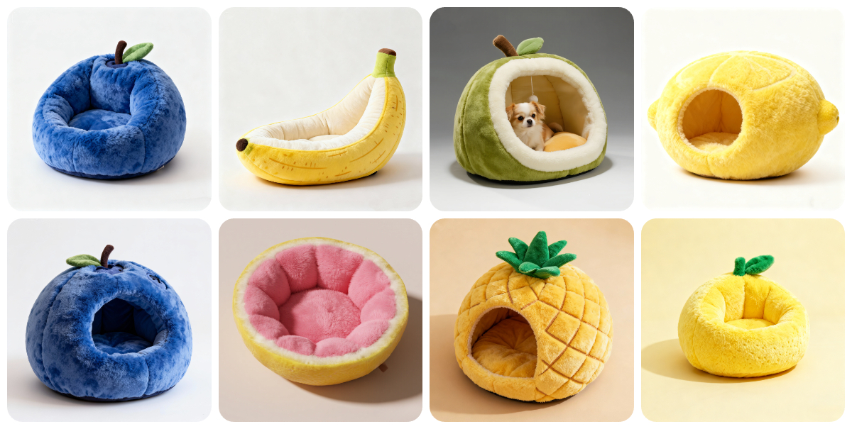 Fruity Fluff: Custom Plush Fruit - Shaped Dog Beds – A Whimsical Haven for Your Furry Friend 1