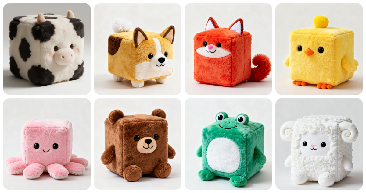 L'adorable géométrie : votre guide des peluches d'animaux cubiques personnalisées 1