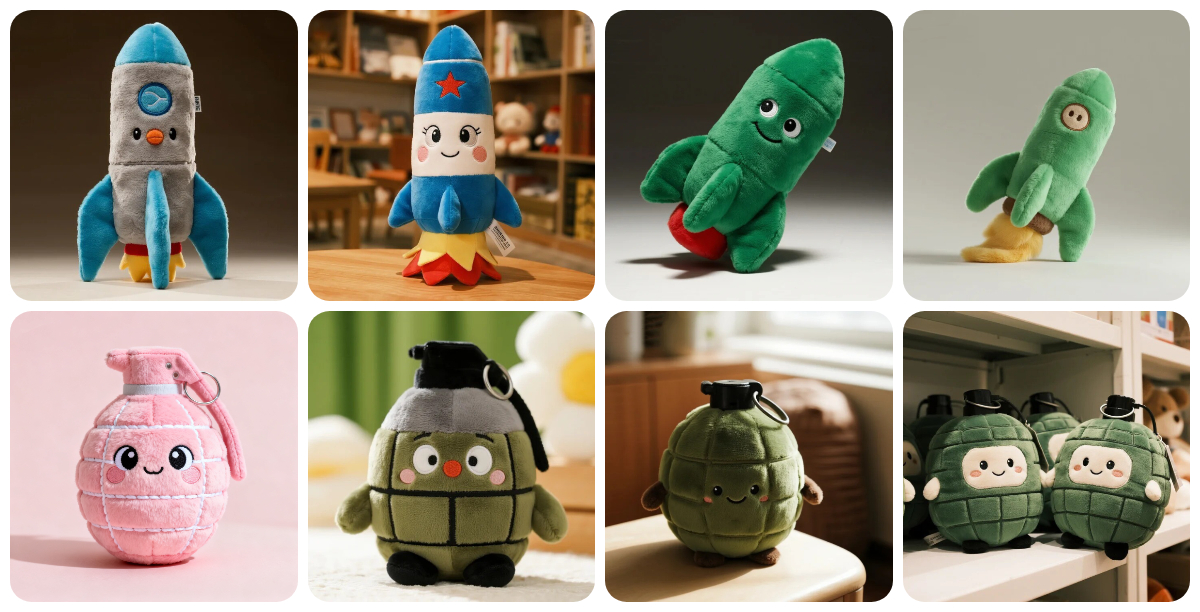 Quand mignon rime avec tactique : Missiles et grenades en peluche personnalisés – Vos nouveaux objets de collection fantaisistes 1