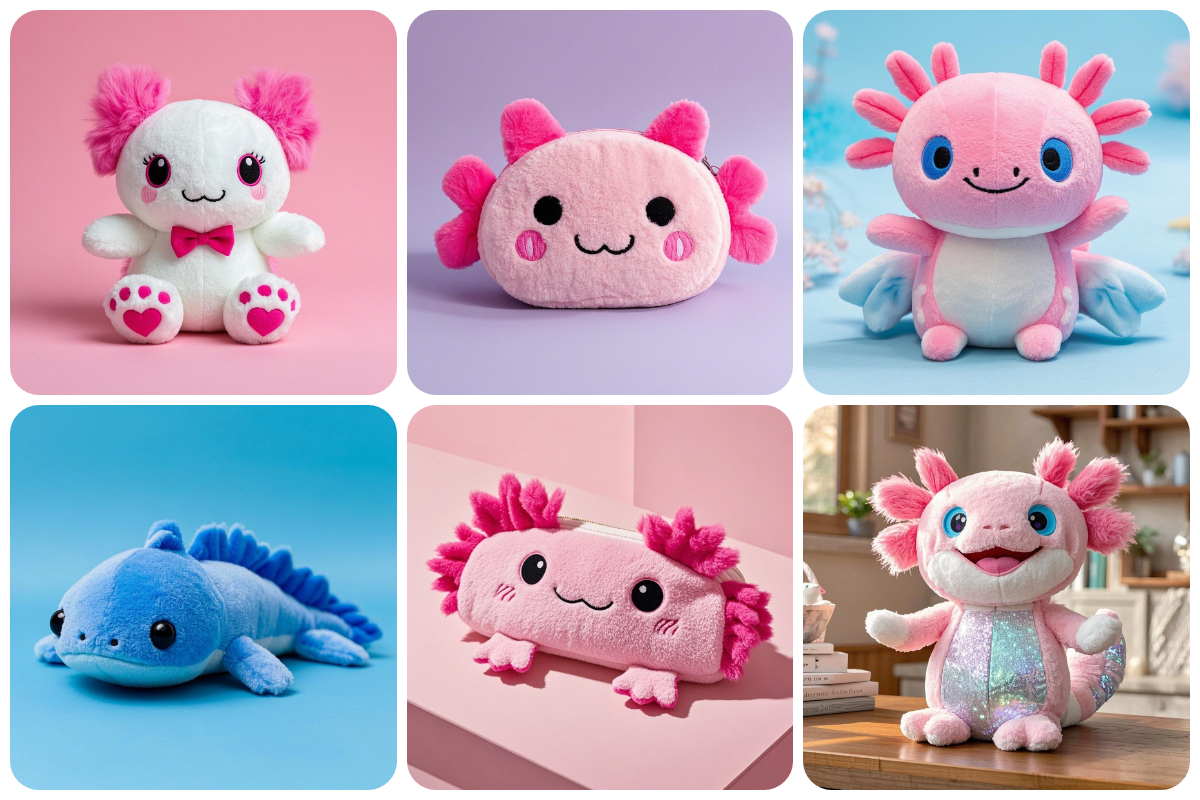 Manufacture Custom Kawaii Mexican Axolotl Plushie  Stuffed Animal Plush Toy High Quality Soft Axolotl Keychain Plush 1