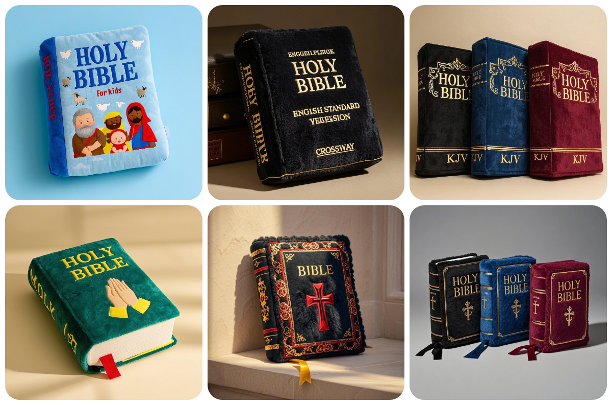 Custom and Wholesale Bible Pillow Book Plush That Opens for Kids Adults Christian Gifts, Cozy Faith Bible Pillow 1