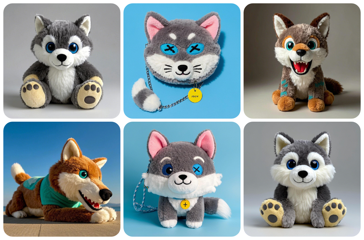 CE ASTM Factory Wholesale Custom Plush Wolf Stuffed Animal Toy Make Your Design Plush Doll Manufacturers Low MOQ 1