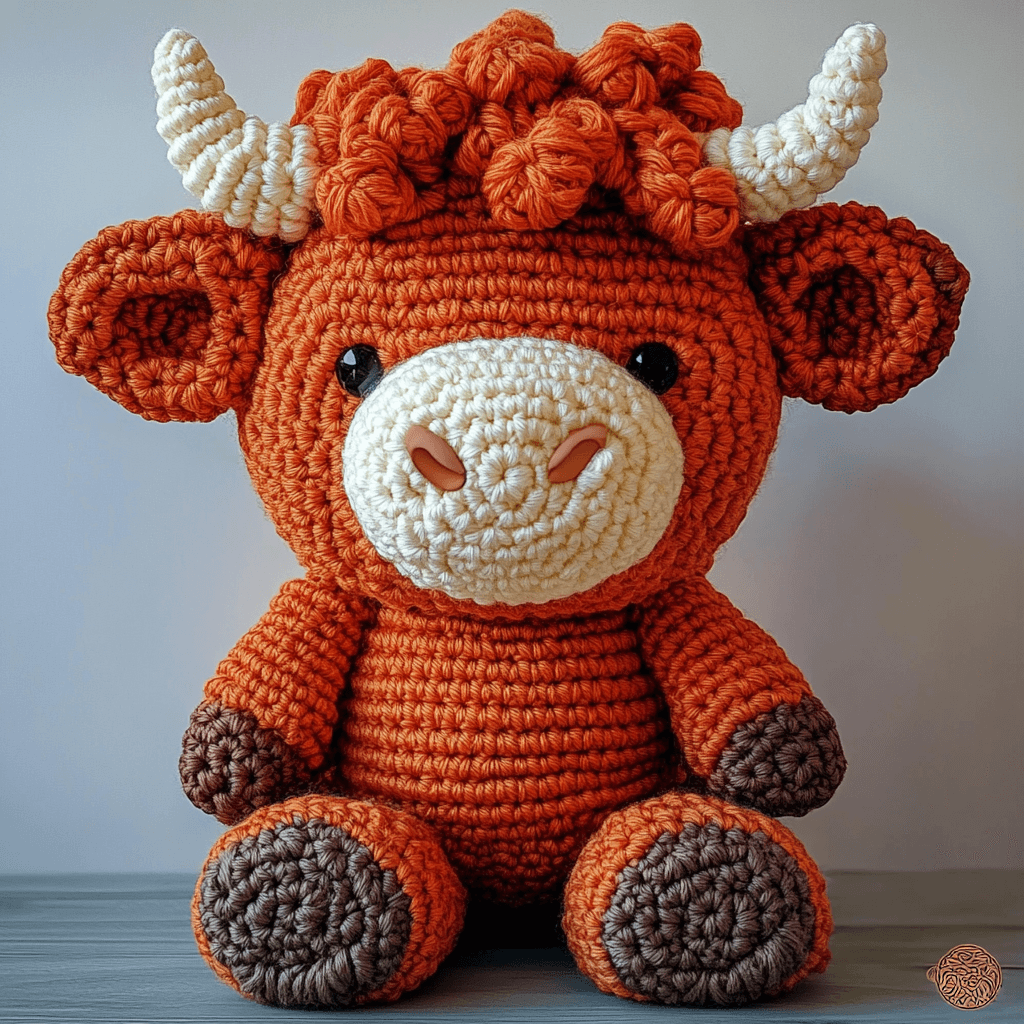 Custom Hot Sale Knitted Dolls Amigurumi Highland Cow Plush Toy Crochet Plushie Adorable Knit Stuffed Animal Gift 3