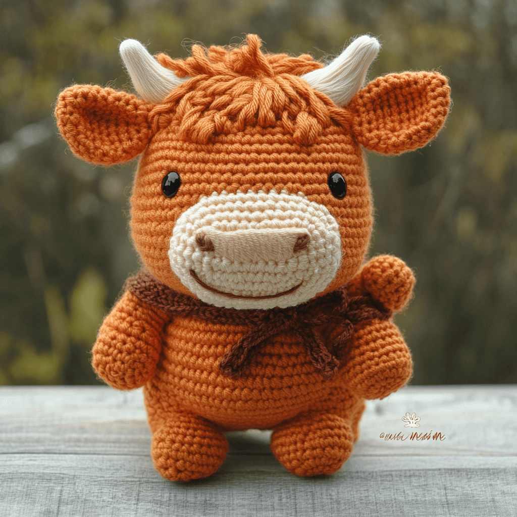 Custom Hot Sale Knitted Dolls Amigurumi Highland Cow Plush Toy Crochet Plushie Adorable Knit Stuffed Animal Gift 1