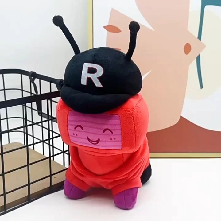 Peluche de Veeronica abandonada de 28 cm, lindo bicho rojo con sombrero con la letra "R", muñeco de peluche suave. 1