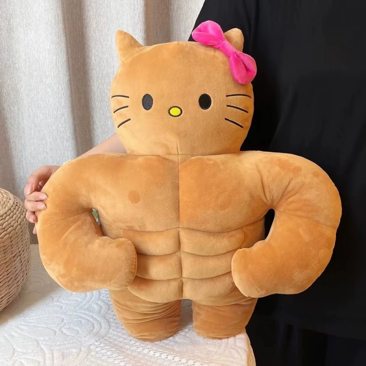 Muscle Cat Plush Toy 10 Inch Soft Stuffed Animal, Muscular Kitty Doll with Realistic Muscle Details, Cute & Funny Decor for Home/Car/Kids Gift 1