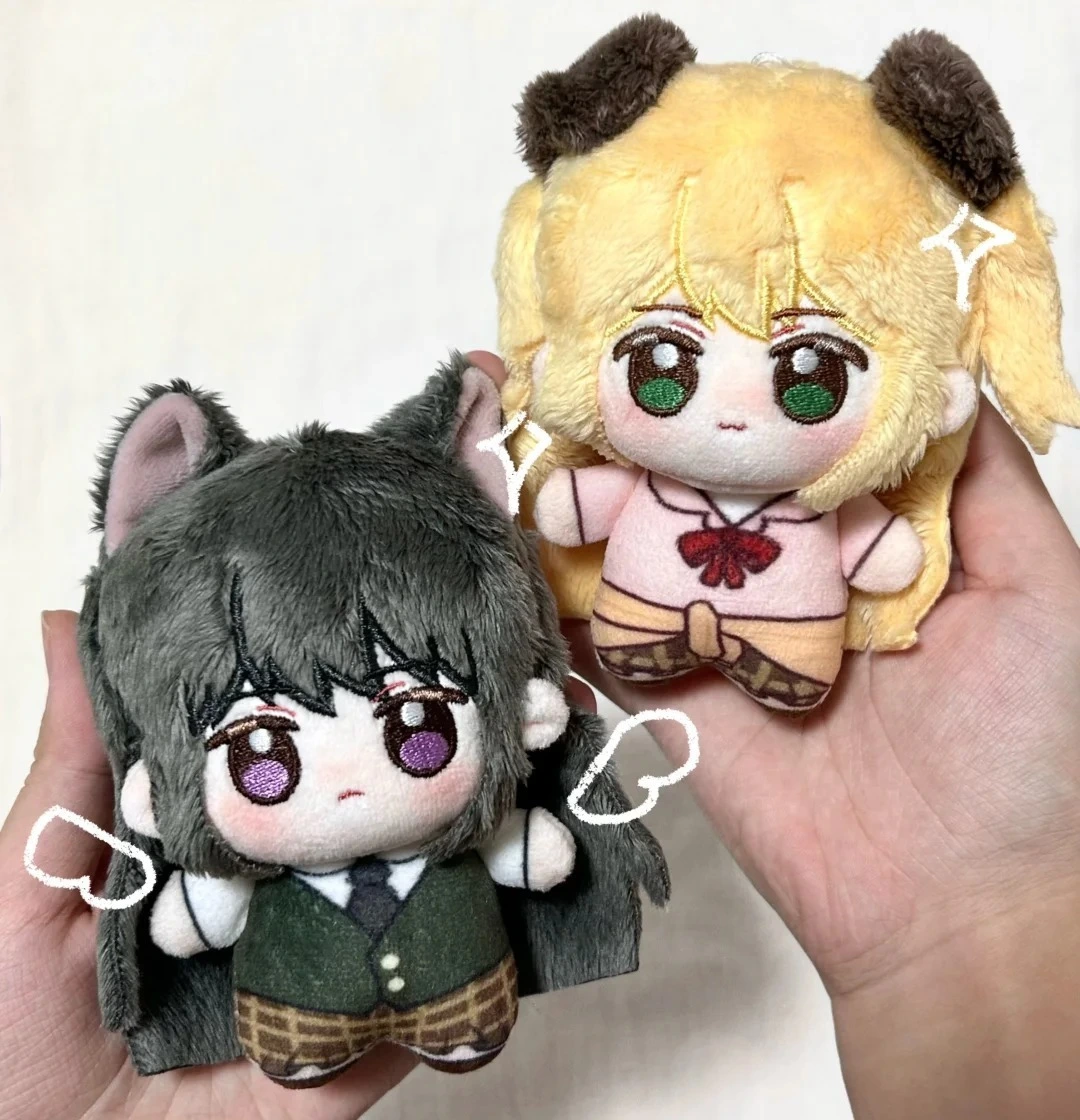Anime Neko & Dog Ears Chibi Plush Set 10cm Soft Stuffed Dolls, Cute School Uniform Characters, Ideal for Keychain & Fan Collection 1
