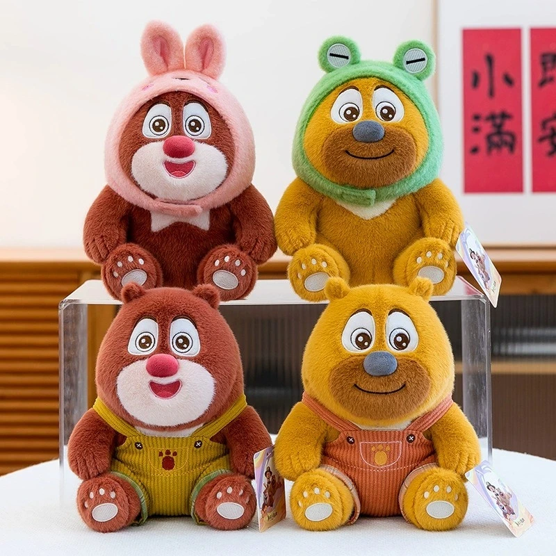 Kawaii Boonie Bears Plush Doll 30cm Premium Fleece Stuffed Toy, Bunny/Frog Hood & Overalls Design, Perfect for Gifting & Room Decor 1