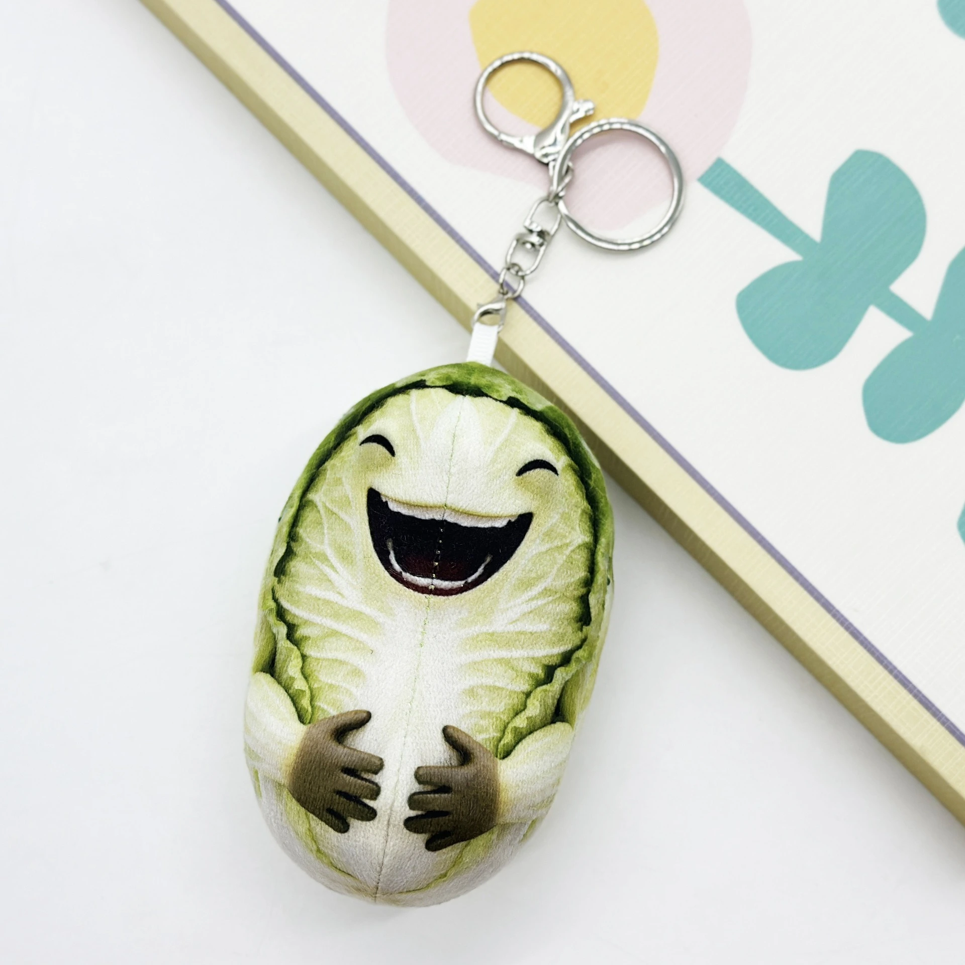 Happy Cabbage Plush Keyring 12cm Premium Fleece Charm, Smiling Face & Hand Details, Perfect for Daily Carry & Gifting 1