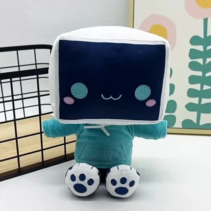 Minbitt Sitting Plush Doll 23cm Premium Fleece Stuffed Toy, Kawaii Screen Face, Perfect for Room Decor 1