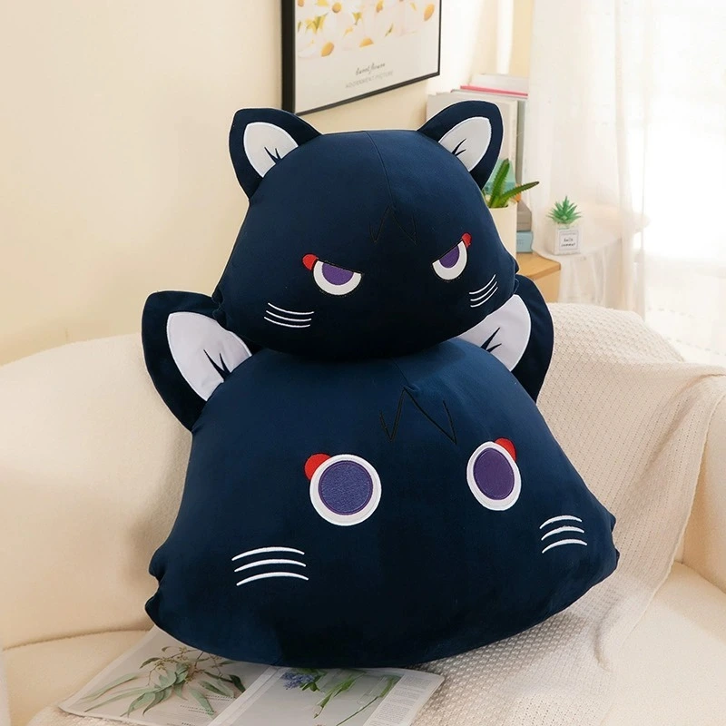 Genshin Impact Scaramouche Cat Plush Pillow – Wanderer Black Cat Stuffed Cushion 1