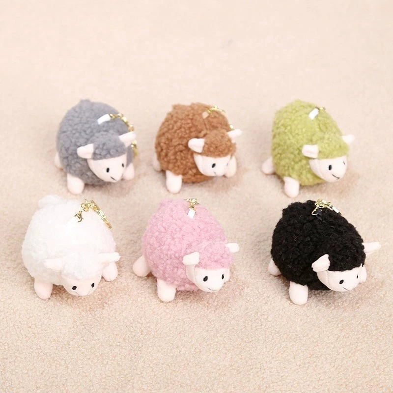 Lindo juego de llaveros de peluche de mini ovejas - Adornos de cordero esponjosos para bolsos 1