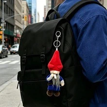 Funny Smoking Gnome Plush Keychain, Novelty Naughty Gnome Bag Charm 1