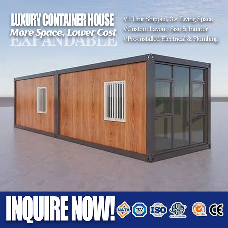 Casa contenedor plegable personalizada de 20 pies, solución modular de acero, modelo CU-20 1