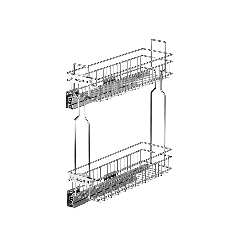 Support coulissant pour armoire de cuisine, panier coulissant étroit en fil métallique rond 1