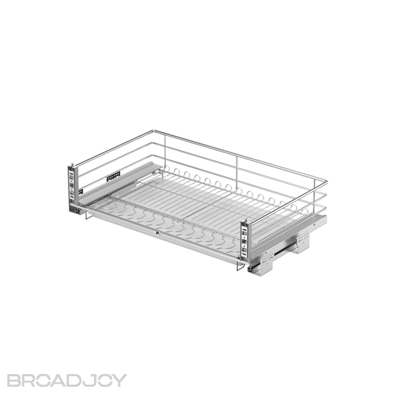 Panier rond en fil métallique à trois côtés pour tiroir de rangement coulissant de placard de cuisine 1