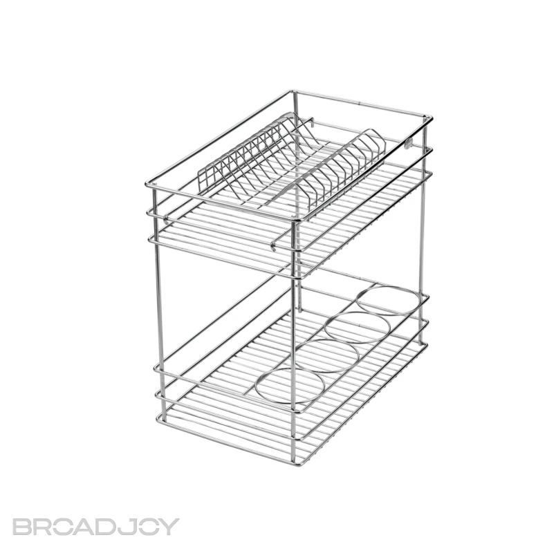 Support coulissant pour armoire de cuisine, tiroir de rangement, grille à épices ronde en fil métallique 1