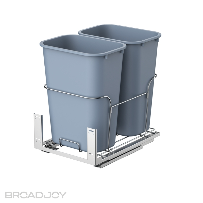 Accessoires pour armoires de cuisine : Poubelles coulissantes doubles en plastique 1
