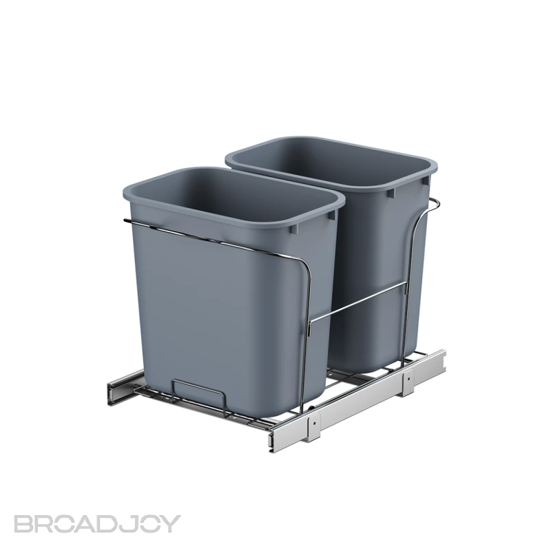 Poubelle coulissante de 25 pintes pour armoires de cuisine, robuste, avec support en métal, pour le recyclage des déchets. 1