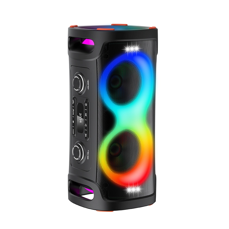 Altavoz portátil para fiestas de 60 W con correa de hombro, dos woofers de 6,5″ y luz LED infinita | Deluxe AV AP-2609 1