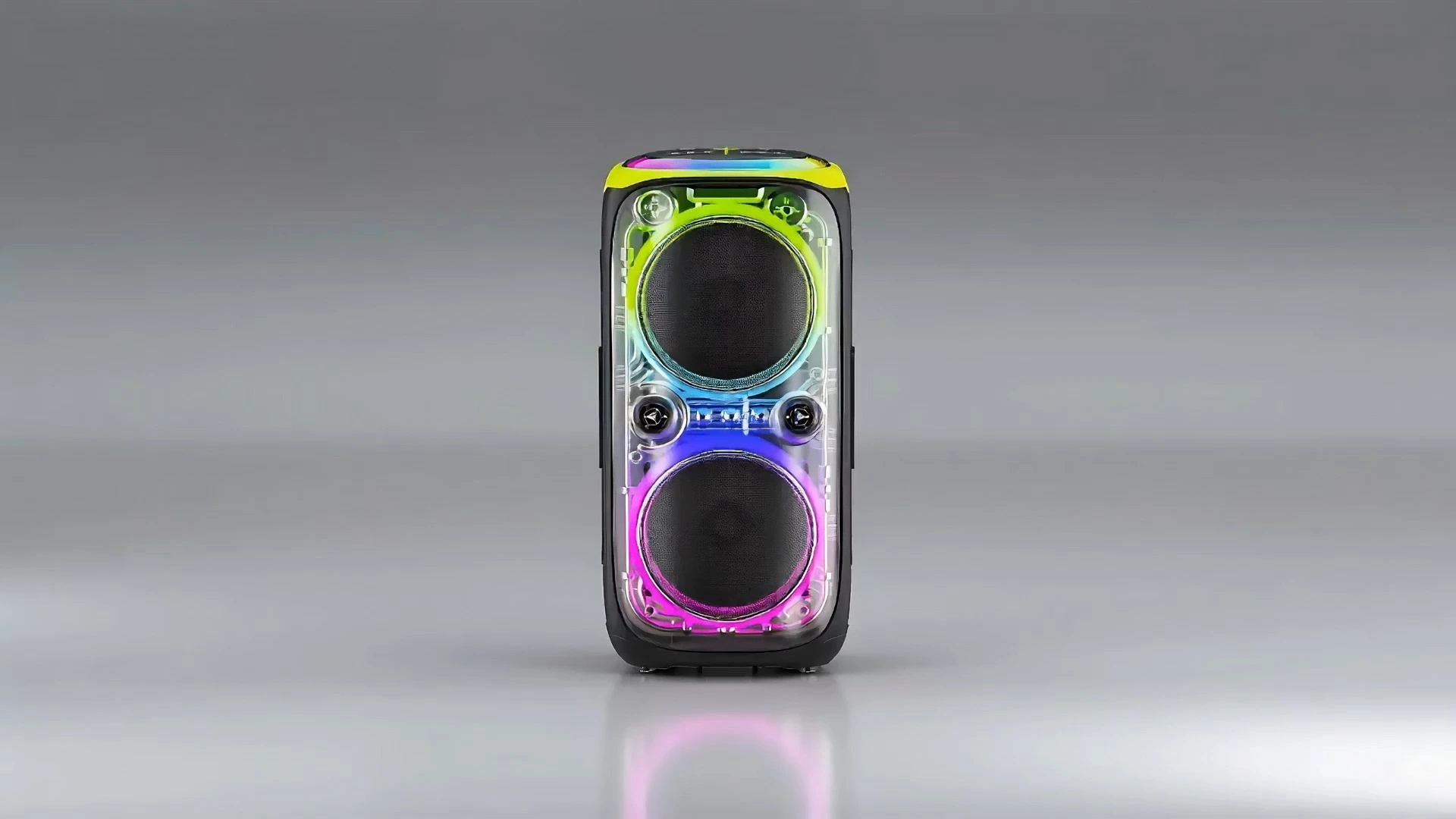 Altavoces para fiestas de 80 W con dos woofers de 8″, soporte para micrófono y luz LED infinita | Deluxe AV AP-2808B 1