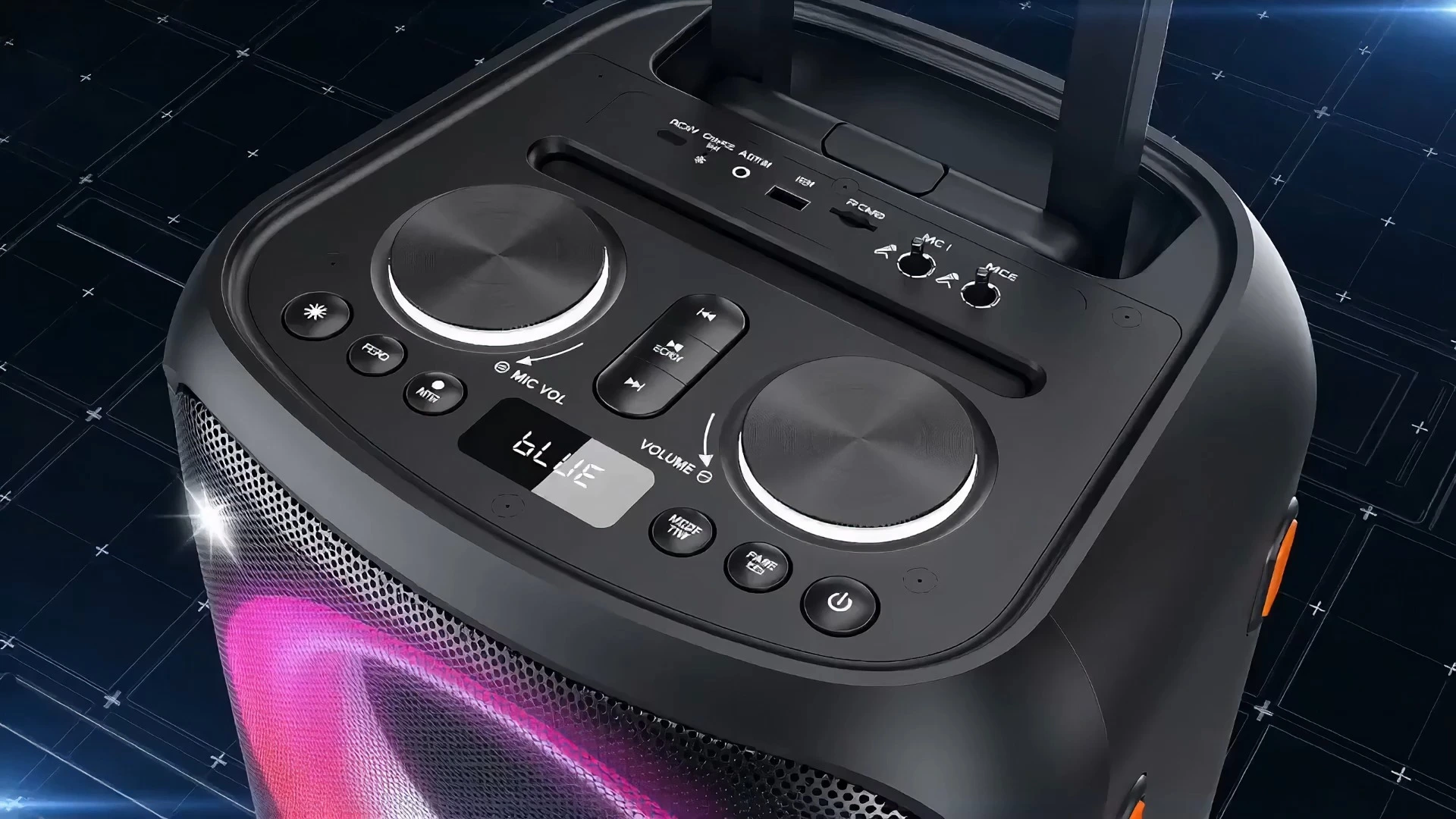 Altavoz de fiesta con carrito de 80 W, dos woofers de 8″ y agudos | Deluxe AV AP-2810Z 1