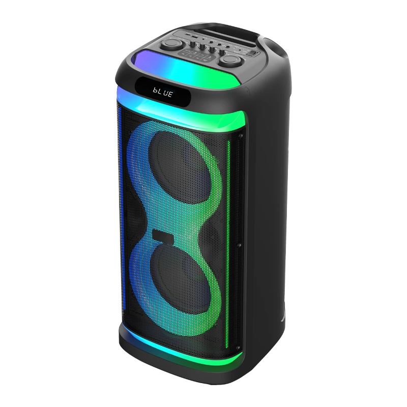 50W Portable Shoulder Strap Party Speaker with Dual 8″ Woofers and ,With squared line light  | Deluxe AP-G367B 1