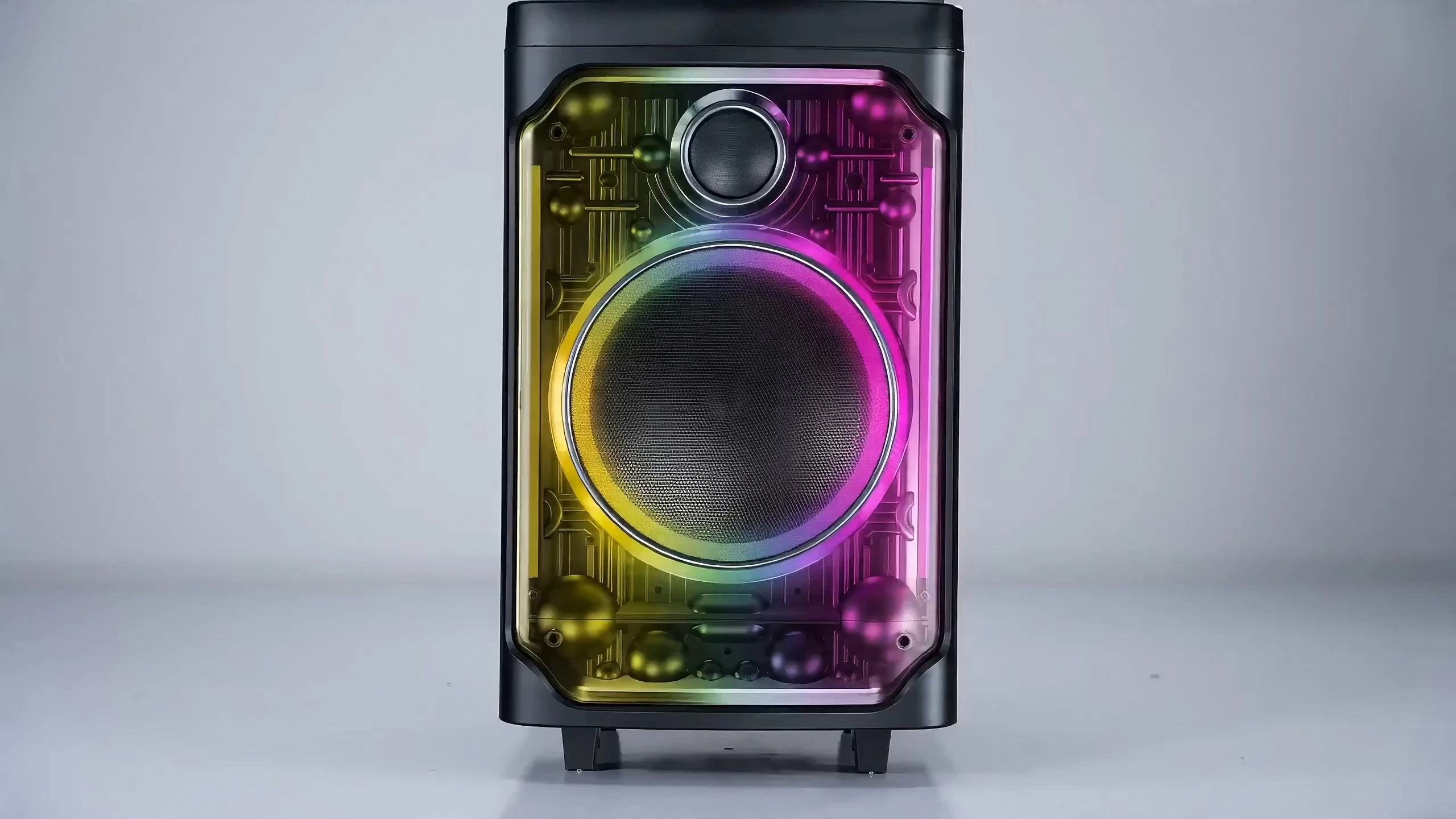 Altavoz de karaoke de 120 W con woofer de 12", bocina, aro de luz y pantalla Android 14 | Deluxe AV AP-2121D-TV 1