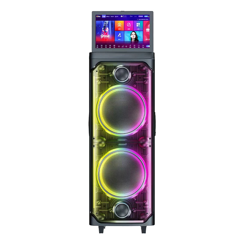 Altavoz de karaoke Android 14 de 160 W con dos woofers de 12", bocina y luz anular | Deluxe AV AP-W190DTV 1
