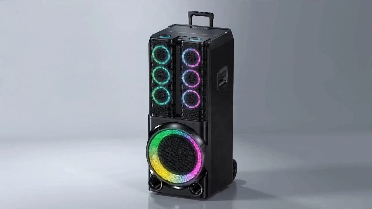 Enceinte karaoké avec écran 400 W, woofer 12", 4 haut-parleurs 3", 2 pavillons, éclairage d'ambiance et écran Android 14" | Deluxe AV AP-2127-TV 1