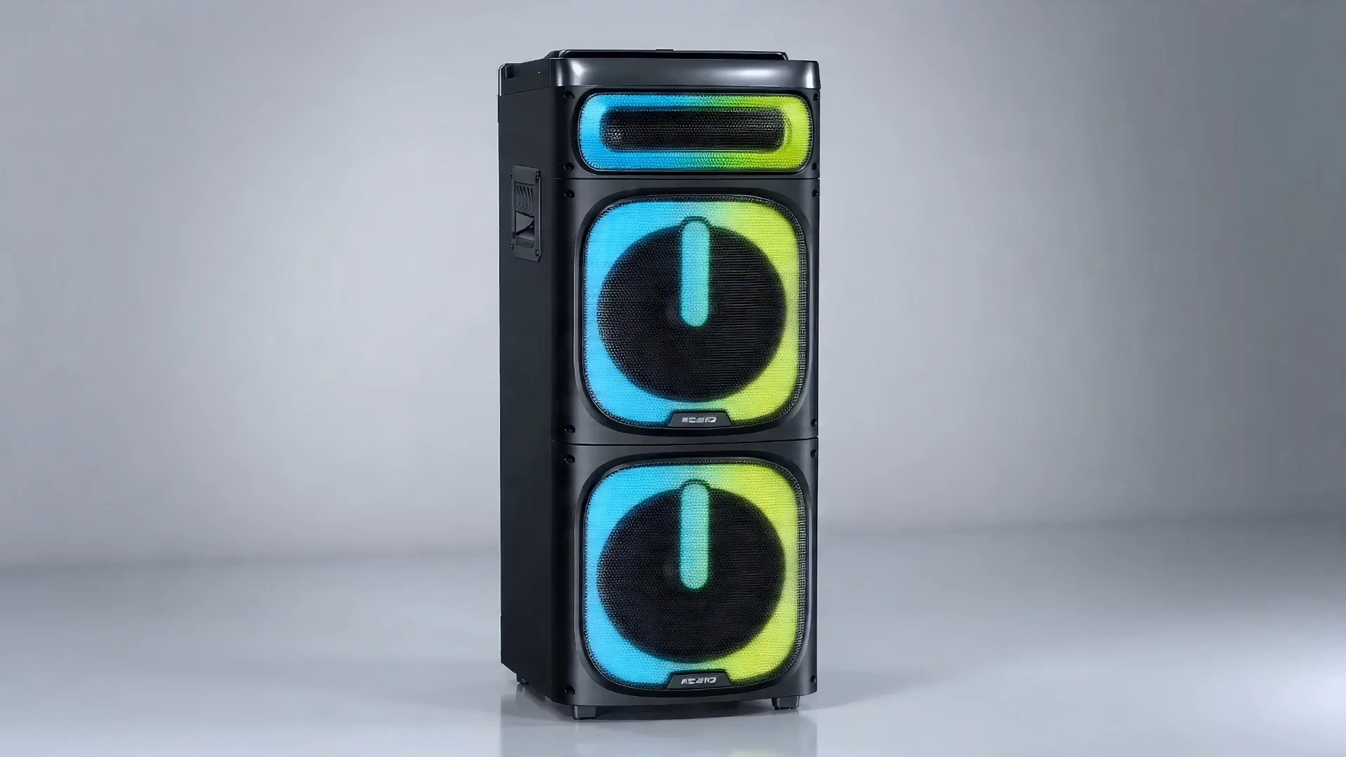 Enceinte karaoké à écran 160 W avec deux woofers de 25 cm, deux tweeters de 7,5 cm, effet flamme et anneau lumineux | Deluxe AV AP-GA310-TV2 1